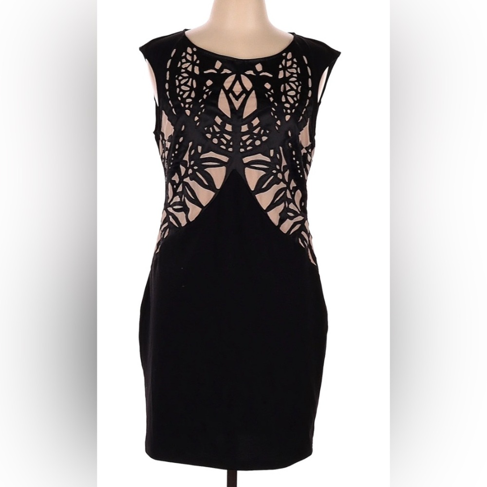 NWT Lipsy London Black and Tan Sleeveless Bodycon Cocktail Dress sz14